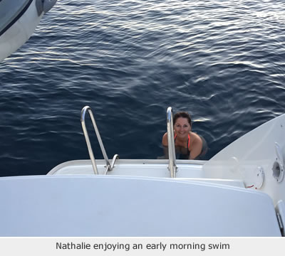 swimming on a crewed cabin charter in the Mediterranean